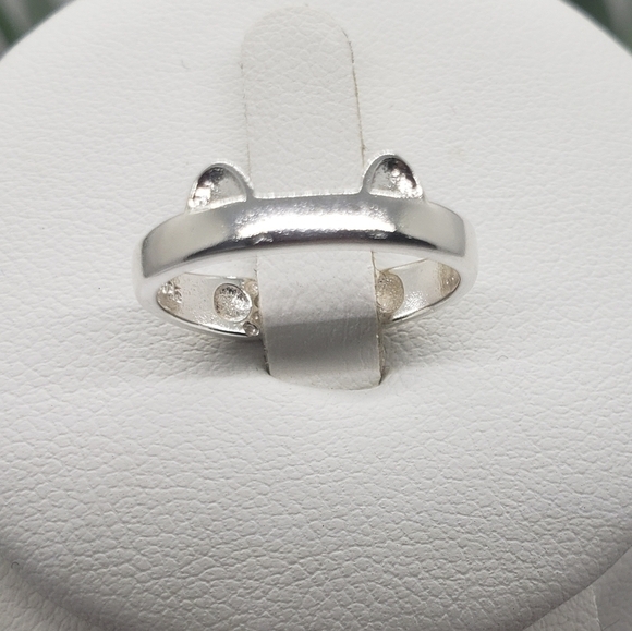 925 Sterling Silver Cartoon Kitten Footprint Adjustable Ring - Picture 9 of 11